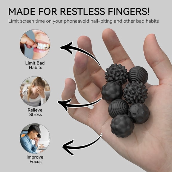 Tinn Toys ‌8PCS Magnetic Fidget Balls – Silicone Sensory Stress Relief Toys for Adults with ADHD & Anxiety, Quiet Desk Fidget Magnets for Office, Autism Calming Toys (Textured Rolling Balls)