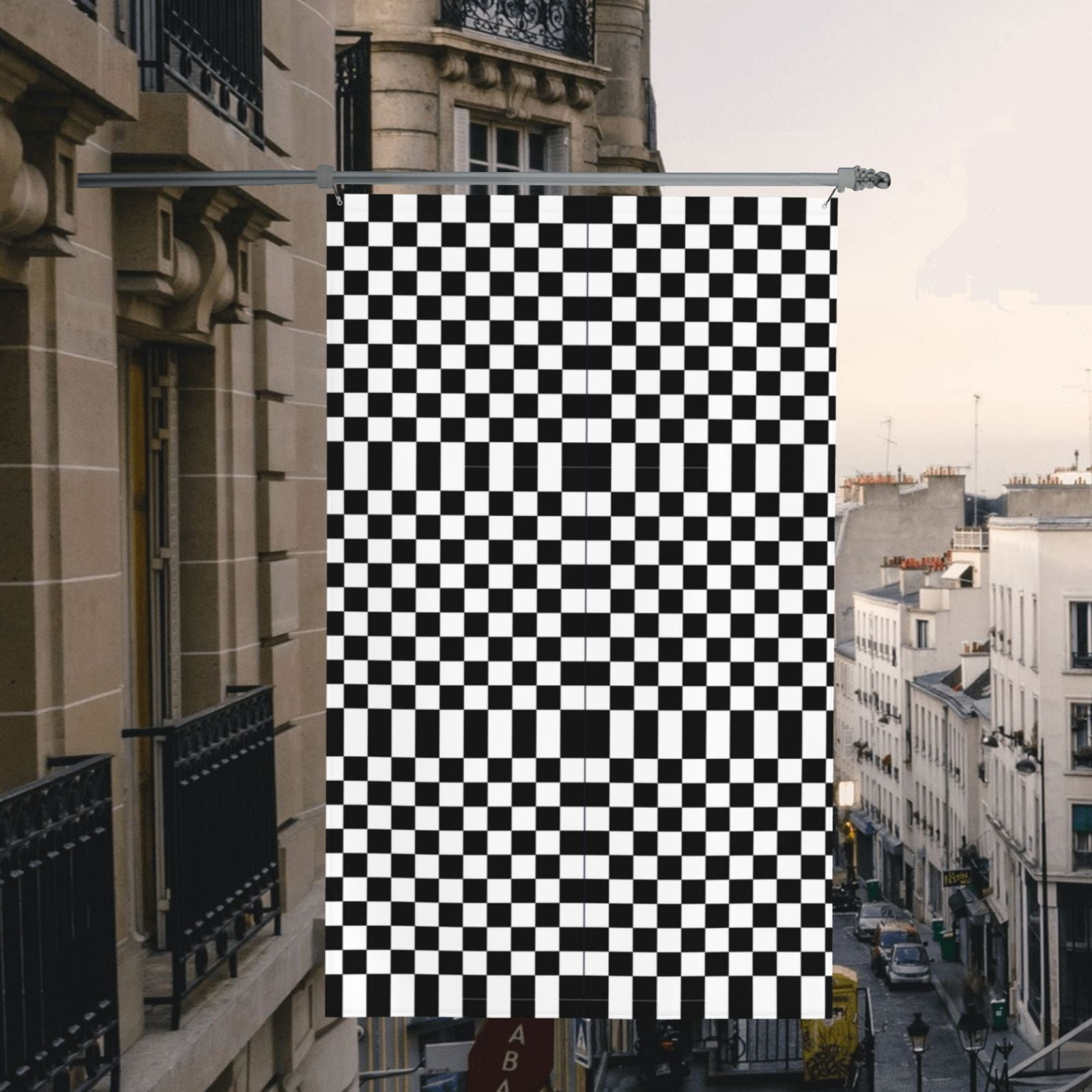 5ft X 8ft White And Black Checkered Pattern Flag Weather-Resistant Polyester Outdoor Decor