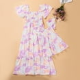 thumbnail image 3 of Coduop Mother Daughter Matching Dresses Square Neck Short Sleeve Tiered Family Dress, 3 of 6