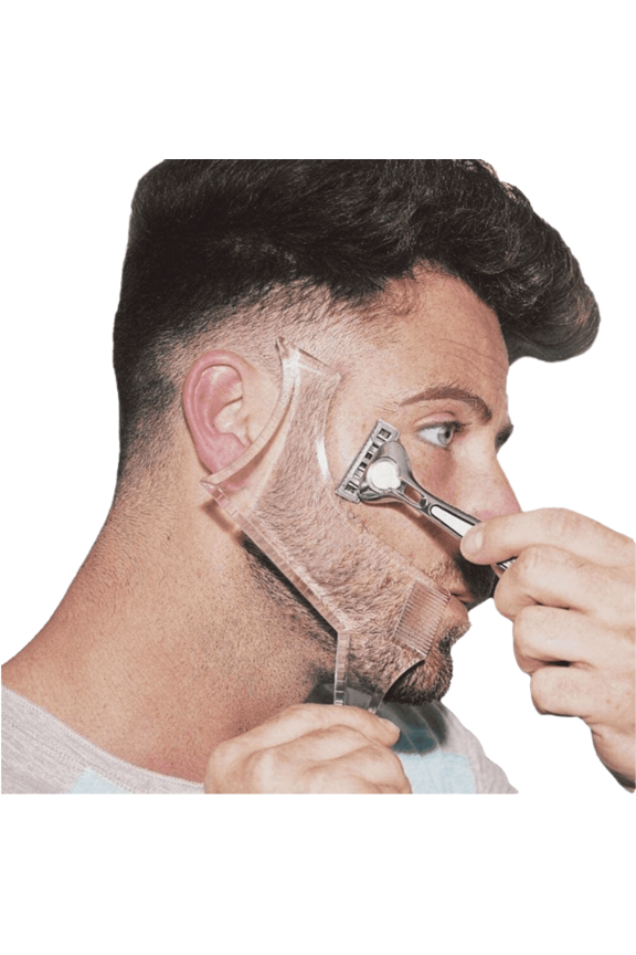 2 PCS Men's Beard Shaper Kit Beard Shaping Tool With Inbuilt Transparent Comb Templates for Goatee Mustache , Jaw Cheek/Neck Line, Symmetric/Curve