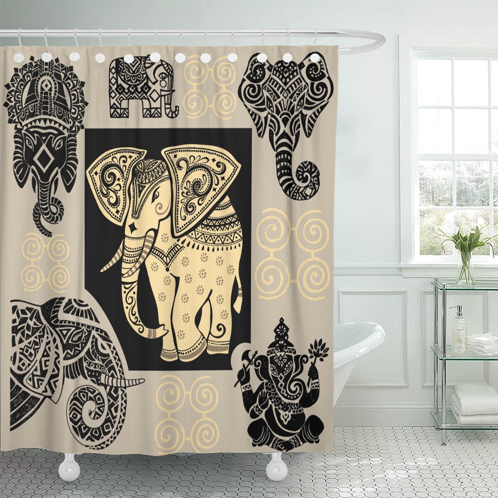 PKNMT of Tribal Totem Animal Elephant in Graphic Silhouette Polyester