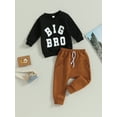 thumbnail image 3 of Bagilaanoe 2PCS Toddler Baby Boy Long Pants Set Letter Print Long Sleeve Sweatshirt Pullover Tops + Drawstring Sweatpants 1T 2T 3T 4T 5T 6T Kids Casual Sweatsuits, 3 of 8
