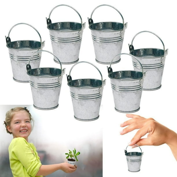 dazzling toys 6 mini metal buckets tin party pail containers wedding