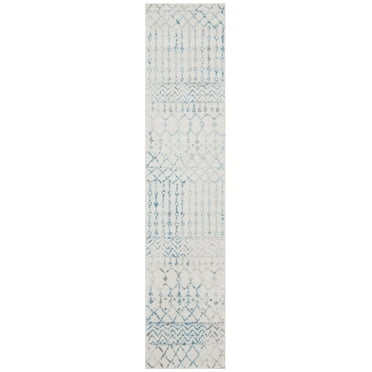 SAFAVIEH Tulum Glen Moroccan Geometric Runner, 2' x 11', Ivory/Turquoise