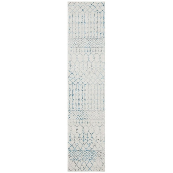 SAFAVIEH Tulum Glen Moroccan Geometric Runner, 2' x 11', Ivory/Turquoise