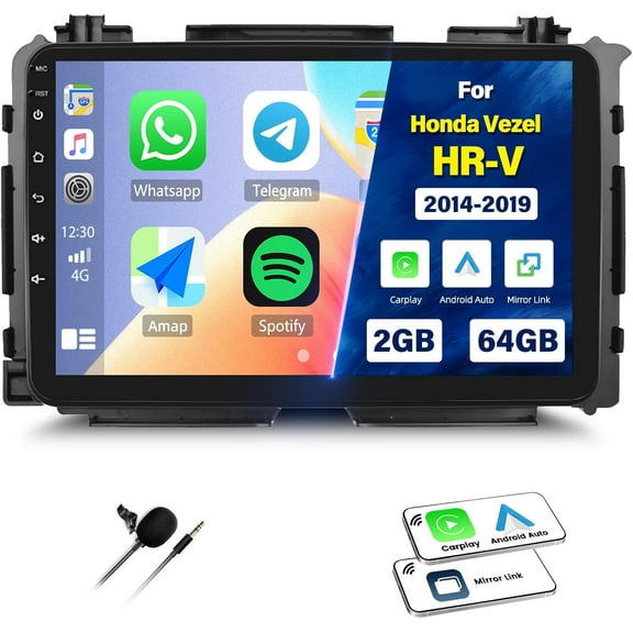 [2 64G] AMprime Android 13 Car Stereo for Honda Vezel HR-V 2014-2019 with Wireless Carplay&Android Auto,9 Inch Touch Screen Car Radio with Bluetooth FM/RDS Radio HiFi EQ WiFi GPS Navigation Dual USB
