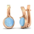 thumbnail image 2 of 5mm Round Larimar English Lock Stud 925 Silver Rose Vermeil Mother's Day Gift Women Earrings, 2 of 4