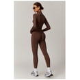 thumbnail image 3 of Top-kevin 2 Piece Seamless Ribbed Workout Sets With Zip Up Jacket High Waisted Gym Yoga Leggings, 3 of 6