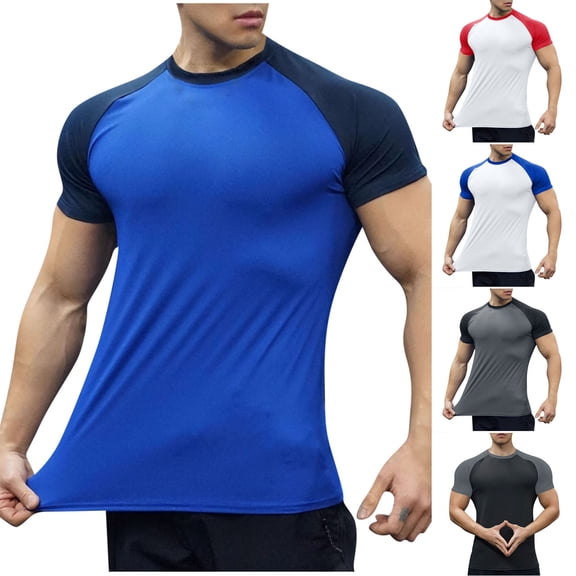 Men's Short Sleeve T-Shirt Quick Dry Casual Solid Crewneck Pullover Moisture Wicking Breathable 4 Way Stretch Fitness Gym Workout Daily | Zenithor,Black L