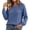 Blue, variant on Long Sleeve Shirts for Women Ribbed Knit Side Button Crew Neck Casual Sweater, S-2XL