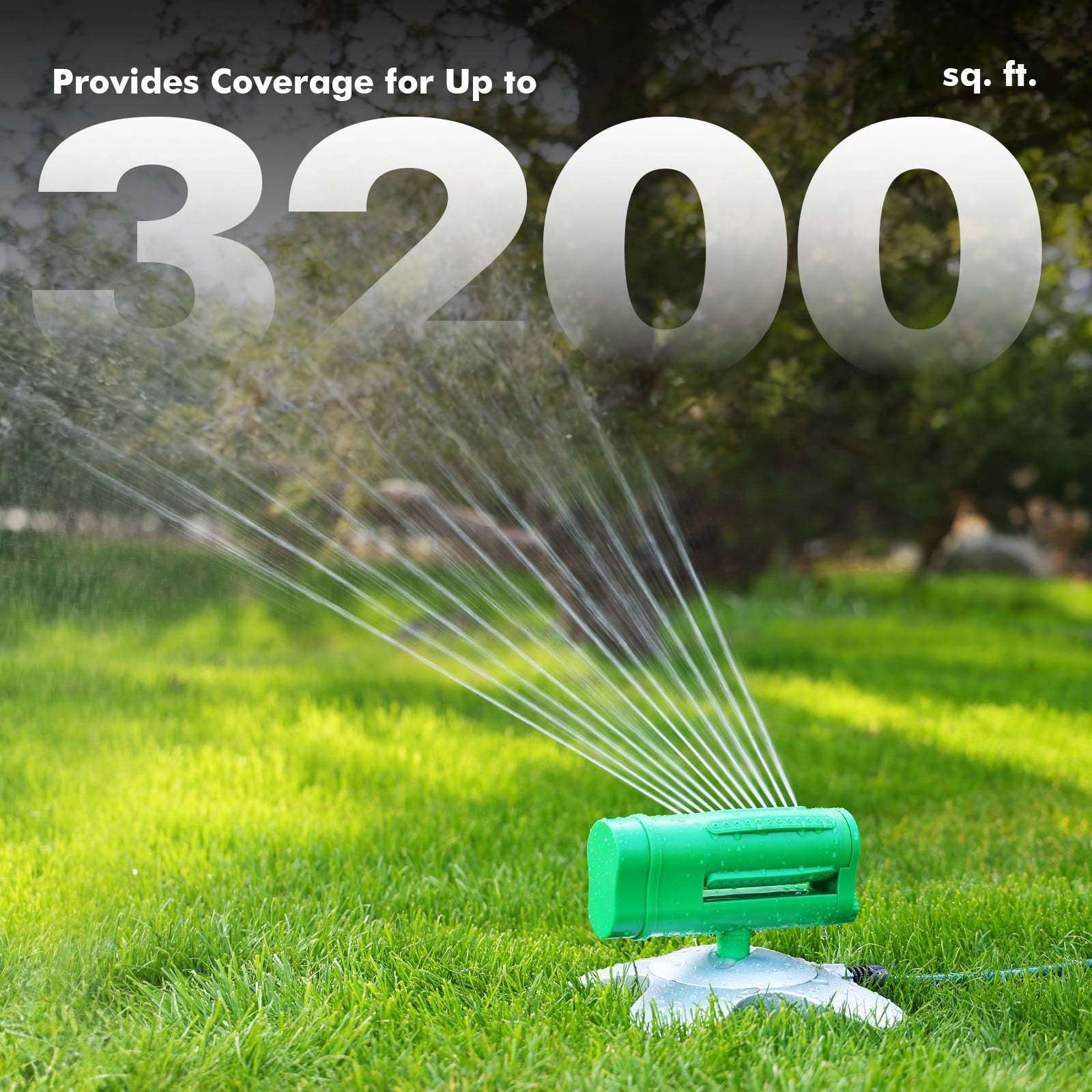 Restmo 3200 Sq.Ft Oscillating Sprinkler for Lawn and Garden with Rotating Base, 4-Way Adjustable Watering Patterns, For Large Yard and Newly Seeded Areas