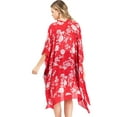 thumbnail image 3 of Women's Lightweight Bright Bohemian Print Vacation Layering Kimono (Red, One Size), 3 of 4