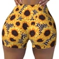 thumbnail image 2 of Cauagu Artistic Zebra Print Sunflower for Womens Workout Impact Shorts,Booty Biker Shorts High Waisted Elastic Athletic Shorts for Yoga Gym Running Sports-XX-Large, 2 of 8