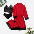 thumbnail image 2 of CAICJ98 Pajamas for Women Women Four Piece Pajamas Pajamas Pants Comfortable Homewear Set Can Be Worn Outside Pajamas Warm Pajamas for Women Winter 2XL,Red, 2 of 3