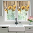 thumbnail image 4 of Farmhouse Sunflowers Tie Up Curtains for Windows, Adjustable Balloon Window Shades, Rustic Floral Buttterfly Wood Board Brown Kitchen Window Treatments Farmhouse Short Curtains 42"x45", 4 of 8