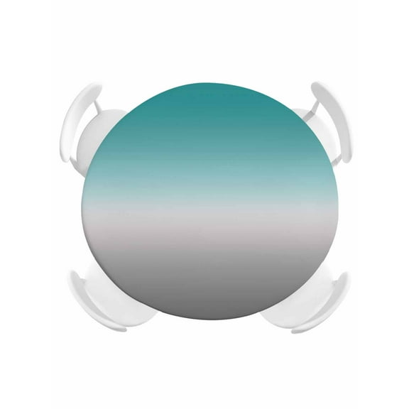 Round Tablecloth Turquoise Grey White Gradient Elastic Edge Fitted Abstract Watercolor Plastic Table Cover,Waterproof Oil Proof for Dinner,Outdoor, Picnic, 36" - 44"  DIA Tables