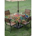 thumbnail image 3 of Outdoor Tablecloth with Umbrella Hole and Zipper, Colorful Ethnic Square Table Cloth 54x54 Inch Waterproof Tablecloth, National Modern Geometric Blue Green Picnic Table Cover for Patio Camping, 3 of 7