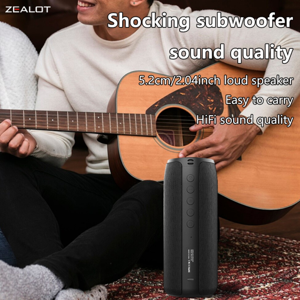 ZEALOT S51, Portable Waterproof Bluetooth Speaker, Deep Bass, for Camping, Beach, Party