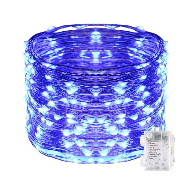 Wosthever USB LED Home Office Garden impermeable control remoto temporizador lámpara cadena 5m 50LEDs azul Iluminación navideña azul 5m