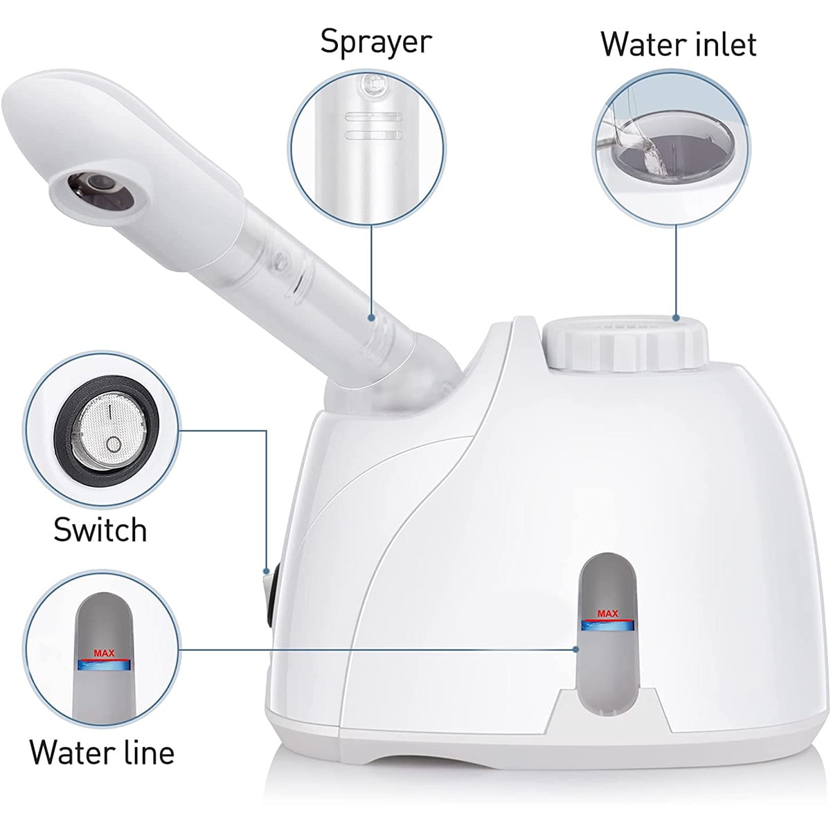Portable Facial Steamer, Nano Ionic Face Steamer with 180