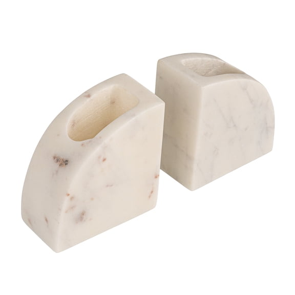 Creative Co-Op 2-Piece Marble Vases/Bookends, White