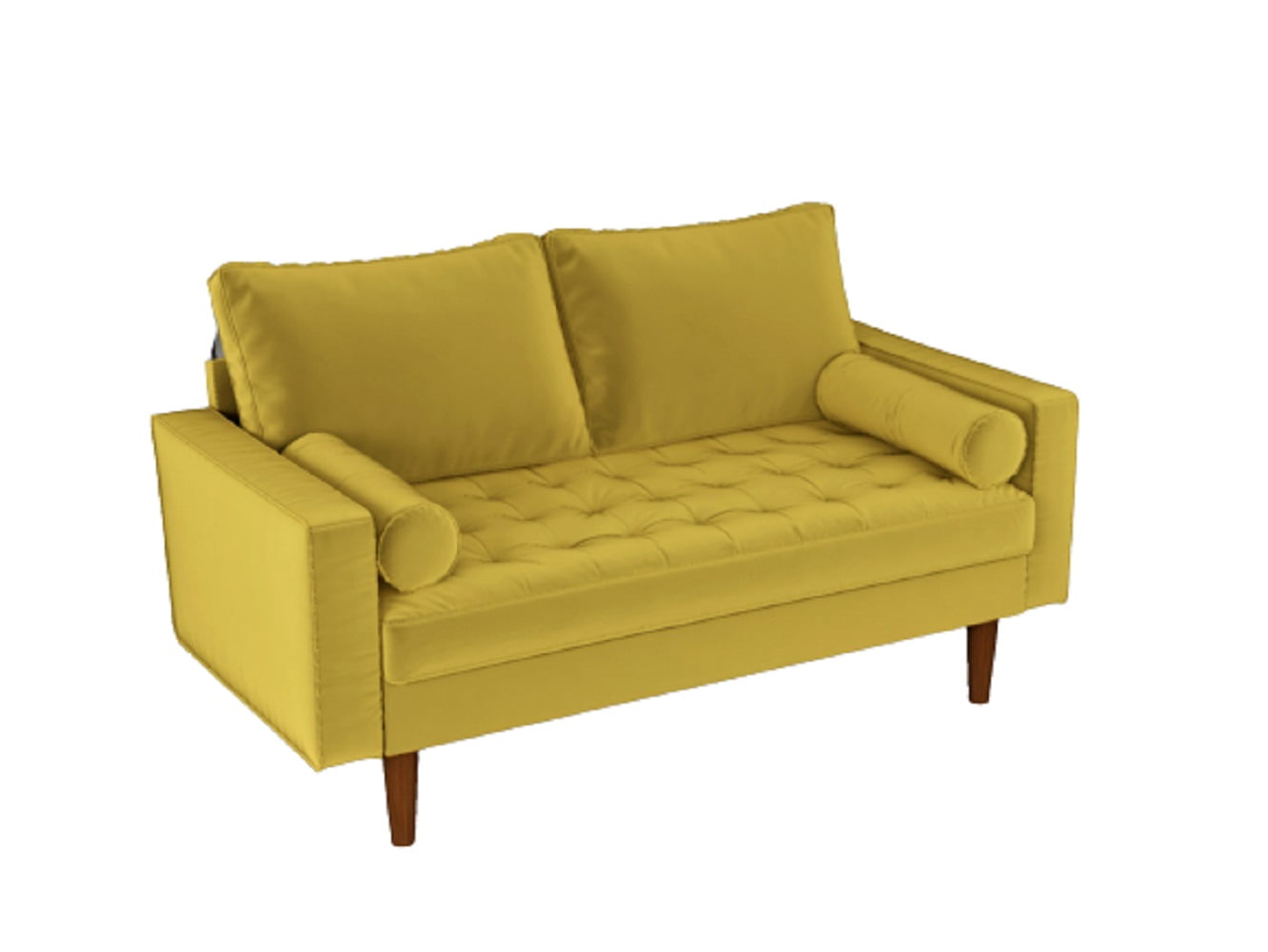 Uspridefurniture Helene 55.87'' Velvet Recessed Arm Loveseat,Yellow