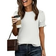 thumbnail image 4 of yievot Womens Summer Tops Cuffs Ruffle Short Sleeve T-Shirts Crewneck Casual Dressy Blouses, 4 of 5