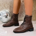 thumbnail image 6 of Women's Mid-Calf Boots Autumn/Winter British Mid Heel Soft Leather Short Boots for Women(Color:Brown,Size:6.5), 6 of 9