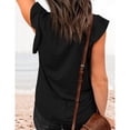thumbnail image 2 of Women's Summer Blouse - V-Neck, Cap Sleeves, Pure Color, Elegant and Flowy Tee Shirt, Black, XXL, 2 of 4