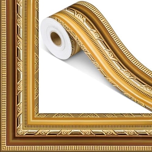 68 Feet Gold Frame Bulletin Board Border Die-Cut Straight Rolled Picture Frame Border Trim for School Classroom Bulletin Board Decoration for Chalkboard Home Office Party Decor(Antique)