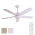 thumbnail image 6 of 52" White Ceiling Fans with Noiseless DC Motor and LED Lights Remote Control Modern Ceiling Fan Bedroom Ceiling Fan with 3 LED Light Colors, 6 of 7