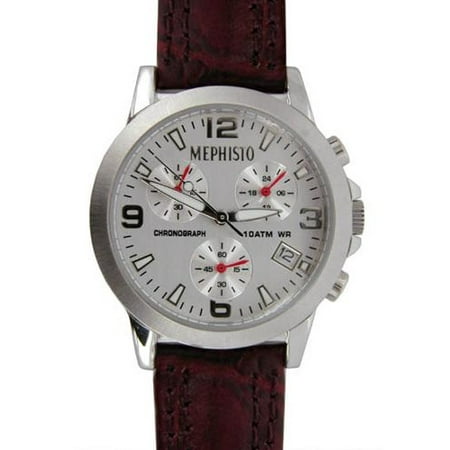 $385 Women's Stainless Steel Leather Round Chronograph Watch, Burgundy