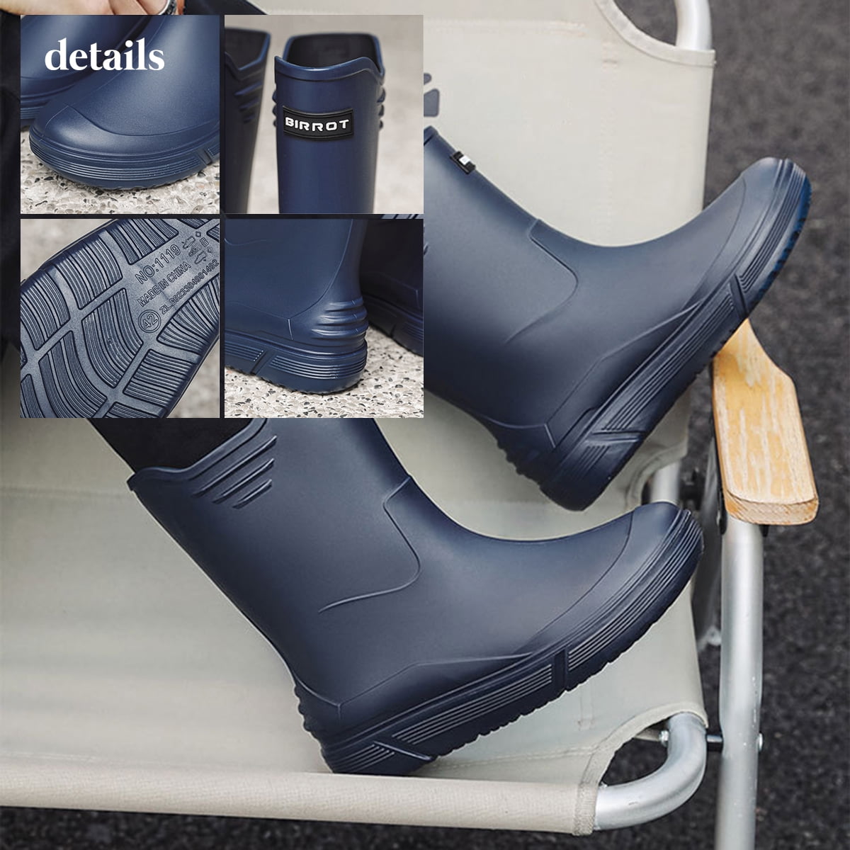 AUXDIQ Rain Shoes Men Mid-calf Boots Waterproof Rain Boots Outdoor Garden Shoes