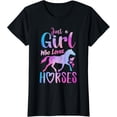 thumbnail image 1 of Juste une Fille Qui Aime Monter des Chevaux T-Shirt Mignon pour Filles Femmes, 1 of 4