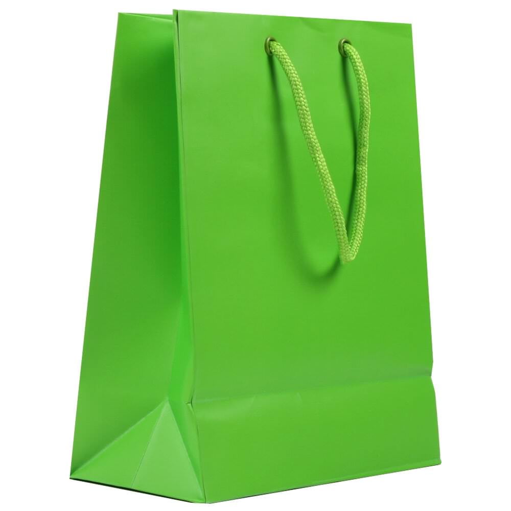 JAM Paper Matte Lime Green Gift Bags, 8 x 10 x 4, 100/Pack
