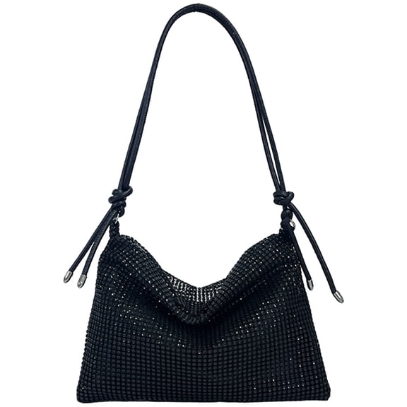 husxh Chic Sparkle Satchel Clutch Elegant Fashion Tote Handbag Women Rhinestones Handbag Zipper Versatile Strap Adjustable Formal Dressy Purse