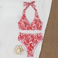 thumbnail image 6 of KPOPLK 2 Piece Women's Solid Bikini Set High Waisted Swimsuit Tummy Control Swimwear Halter V Neck Ruched Bathing Suit(L,Red), 6 of 9