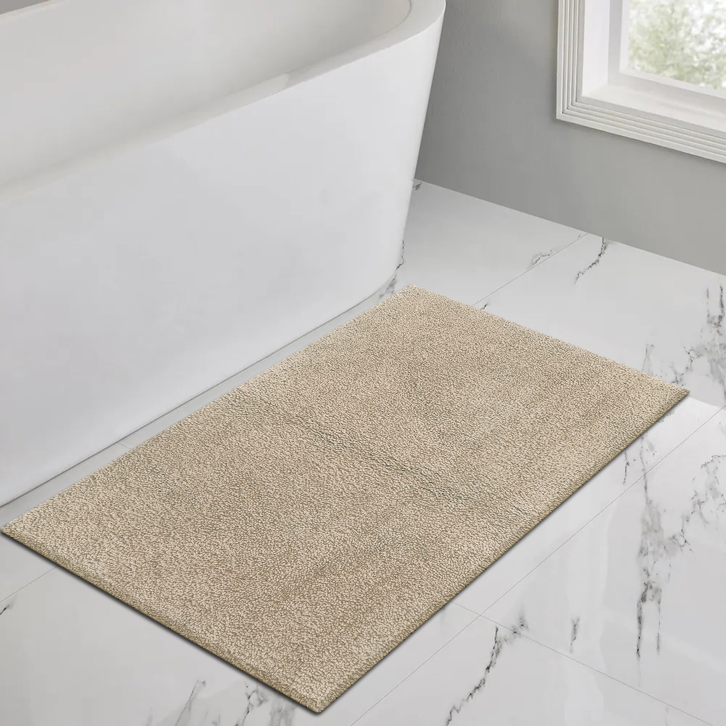 Mainstays Performance Recycled Polyester Bath Rug, Papyrus Beige, 24" x 40"