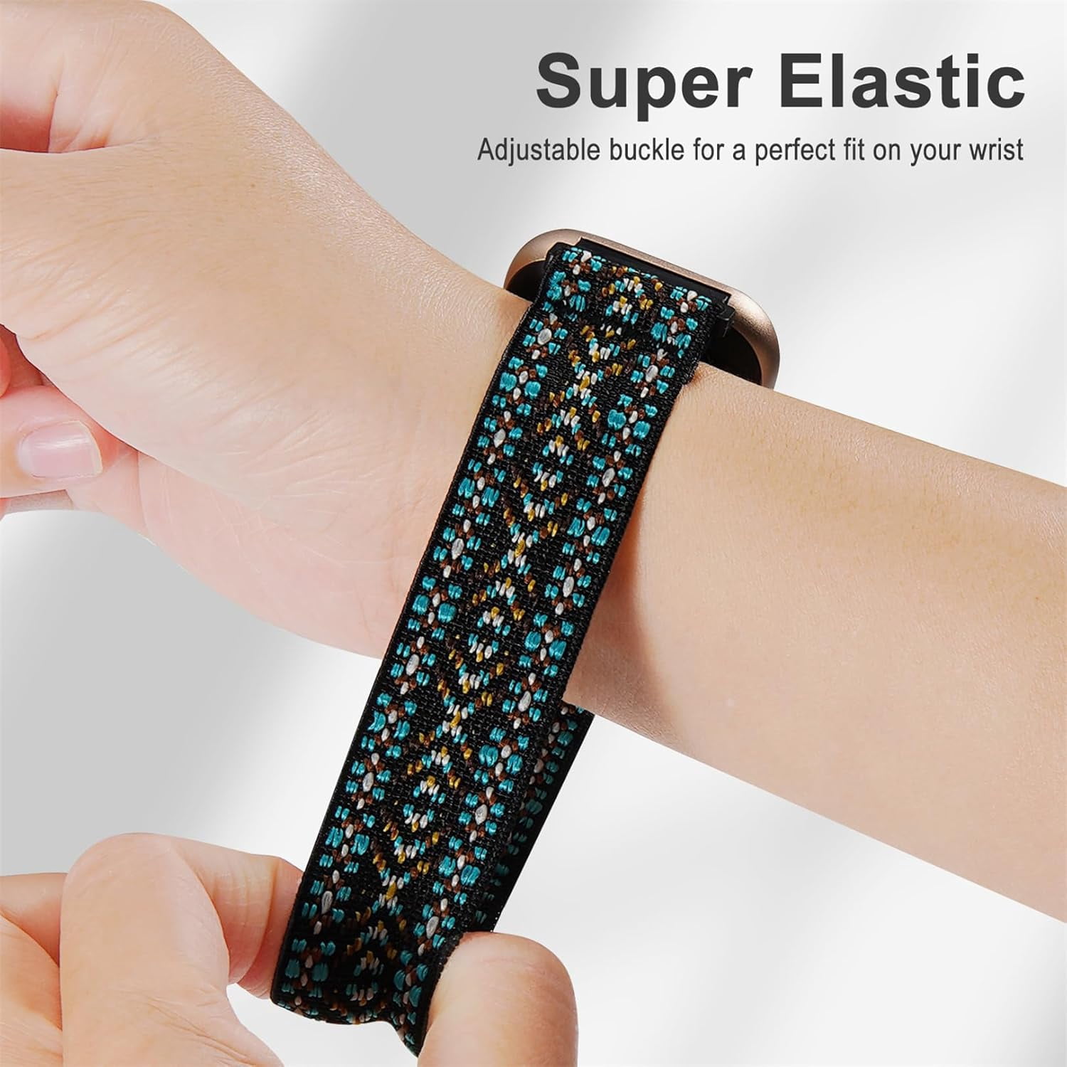 CRKMGS-3 Pack Stretchy Nylon Watch Bands Compatible with Tozo S5/S3/S6 Smartwatch,Sport Loop Elastic Fabric Breathable Adjustable Quick Release Strap for CMF Watch 3 Pro/Pro/Pro 2 Women Men