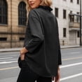 thumbnail image 4 of Long Sleeve Tops for Women V-Neck Ruffle Trim Casual Blouse Lightweight Comfort Plus Size Soft Loose Fit Solid Color Shirts for Daily Wear Black S, 4 of 6