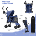 thumbnail image 3 of Magshion Foldable Lightweight Pet Trolley for Cats & Dogs, 4 Wheel (Navy Blue), 3 of 10
