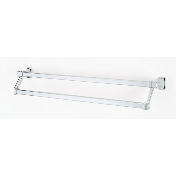 Alno A6525-25 Cube 25" Wide Double Rod Solid Brass Bathroom Towel Bar - Chrome