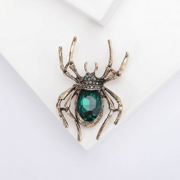 Retro Personality Crystal Spider Brooch European And Alloy Insect Brooch Fashion And Versatile Clothing Accessories