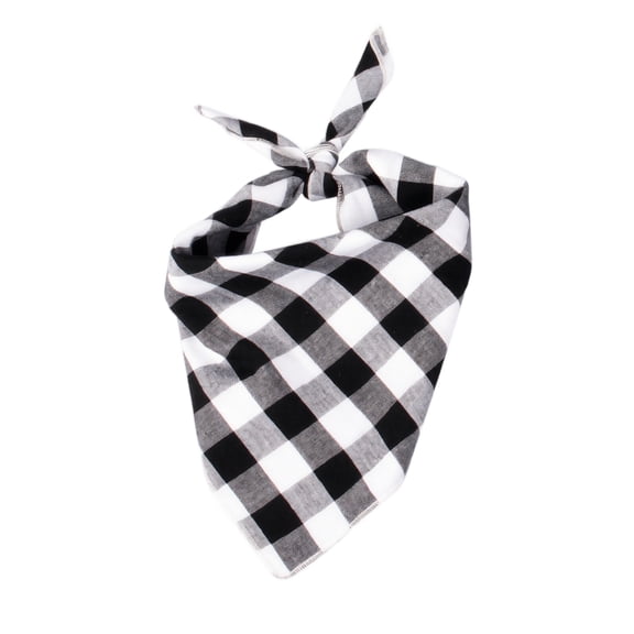 Bandana for Dogs, 25X18 in White Buffalo Check Dog Scarf, Washable Soft Cotton Fall Pet Bandana for Small Puppies and Kittens, Rustic Farm Style Pet Fashion Accessory, Durable