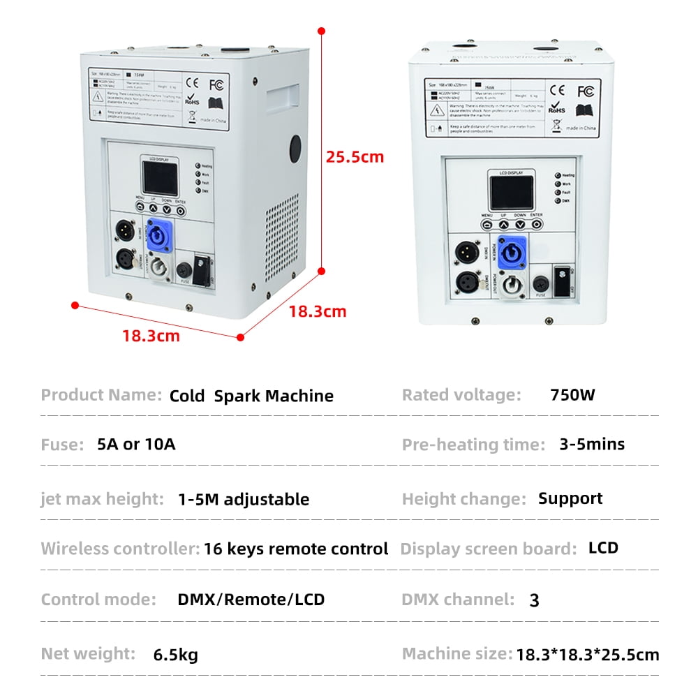 4PCS 750W Cold Spark Machine DMX512 Firework Machine 3-16ft Adjustable for Wedding Stage Party DJ Disco,White