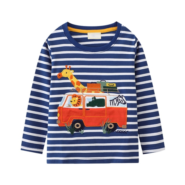 Chemises pour Garçons Imprimées Manches Longues Basique Col Rond Coton Chandail en Molleton Garçon Taille 4-5 Ans