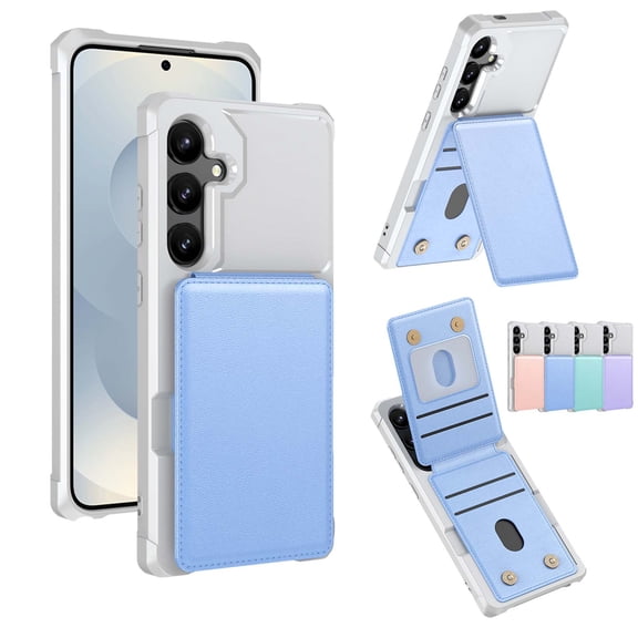 Allytechgroup for Samsung Galaxy A16 5G Case with Kickstand Credit Card Slots PU Leather Back Magnetic Wallet Cover Shockproof Soft TPU Bumper Lightweight Thin Shell, Blue