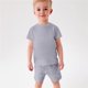 thumbnail image 1 of Conjunto de dos piezas de verano para niños y niñas de Honeeladyy, top de manga corta de color liso con pantalones cortos de cintura elástica, traje gris de 9 a 10 años, 1 of 8