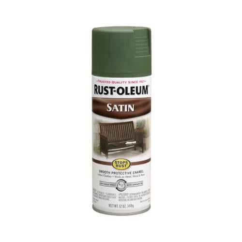 RustOleum 7737830 Spray Enamel, Spruce Green Satin, 12oz. Walmart