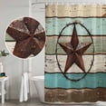thumbnail image 4 of Retro Farmhouse Shower Curtain Set with Hooks, Barn Star Wood Texture Waterproof Fabric Bathroom Curtains Decor Home Accessories, Stall Long 54 X 78 Inch, 4 of 9